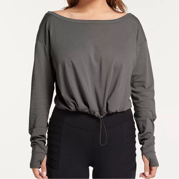 FLX Tops - FLX Urban Commuter Cinched Cropped Jersey Boatneck Top Size Medium